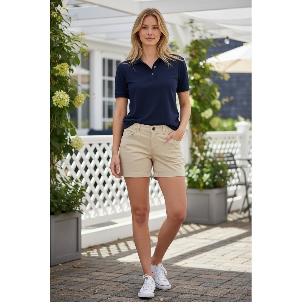 GAP Chino Shorts Womens Size 12 Beige Mid Rise Flat Front Stretch Pockets preppy
